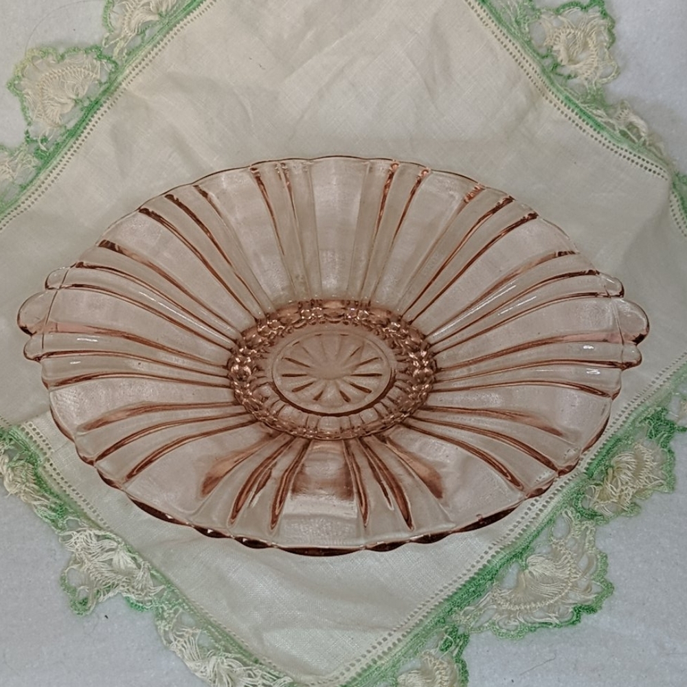 VINTAGE Pink Depression Glass Trinket Bowl